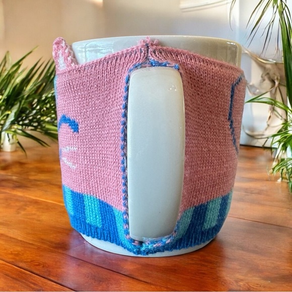 Karma “Purrk Me Up” Cat Mug with Pink & Blue Knit Cozy - Adorable & Unique! - Picture 4 of 14